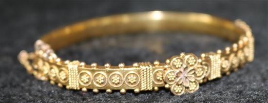 Victorian gold and canetile work bracelet, probably 9ct